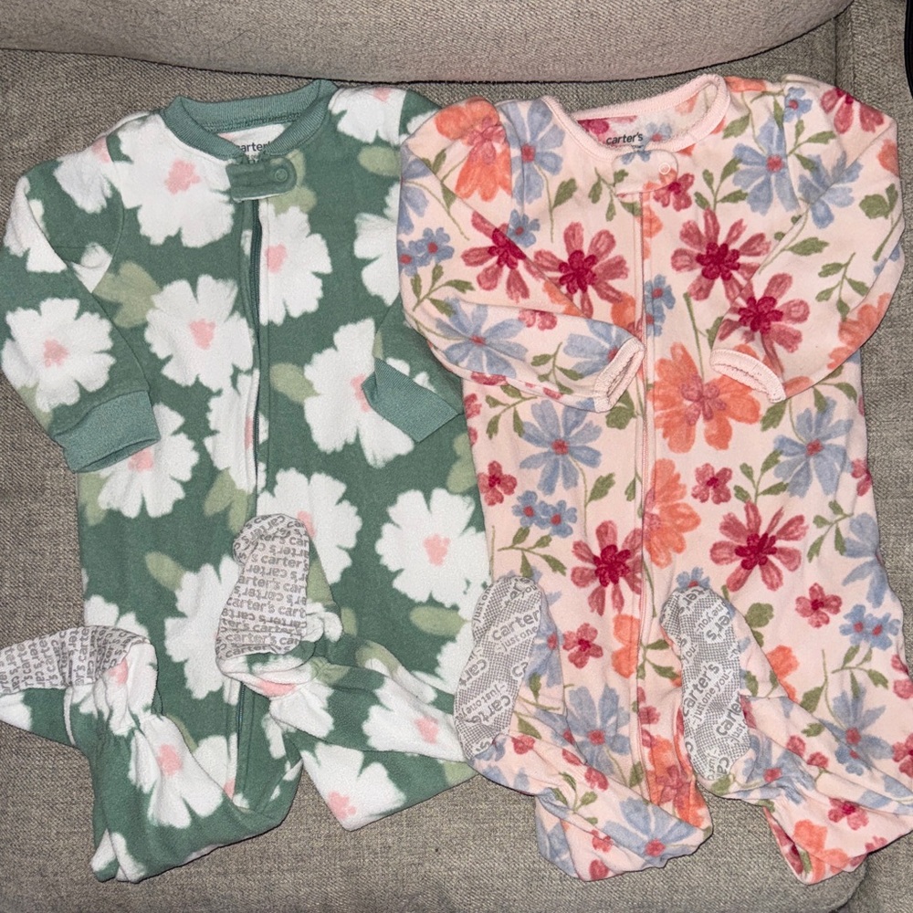 Carter's Floral Fuzzy Footed Pj's (2pk)